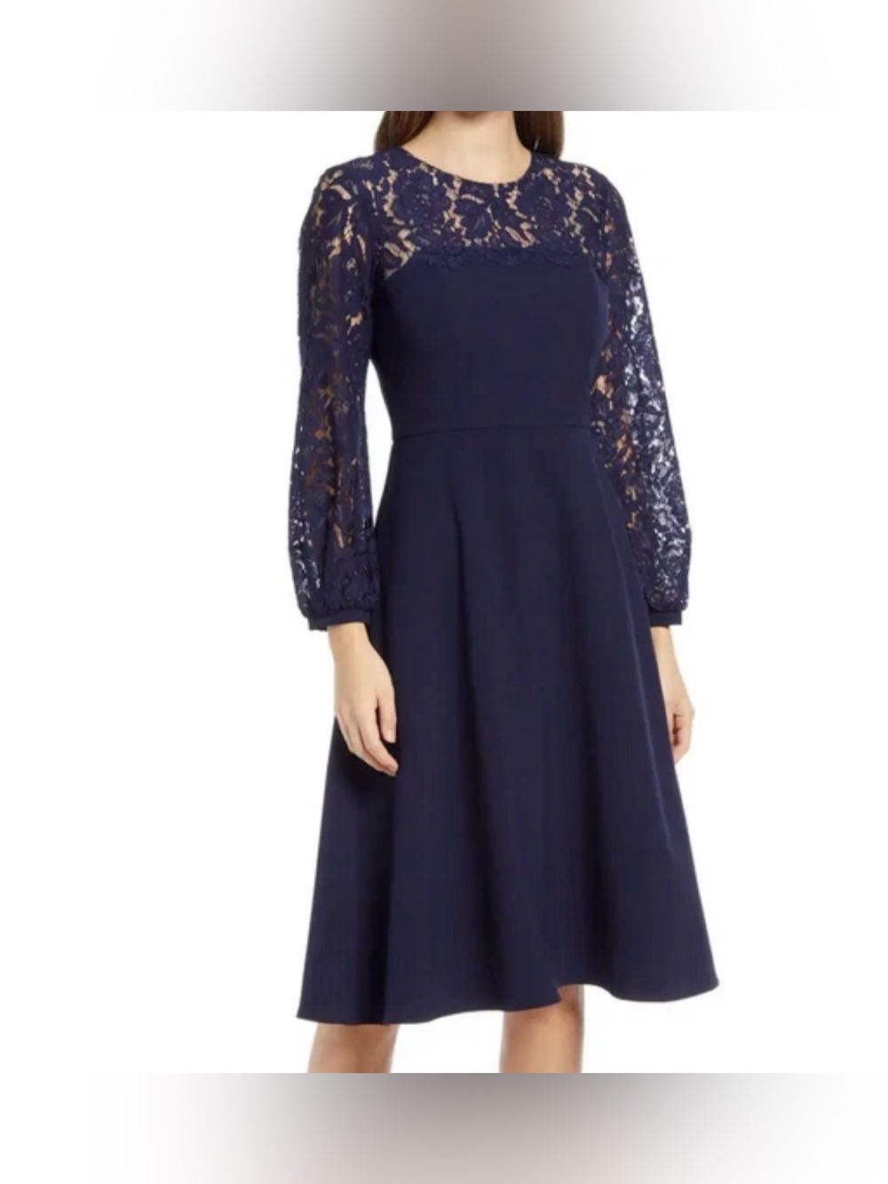 Eliza J Lace Long Sleeve Midi Dress  Sz 4  $168